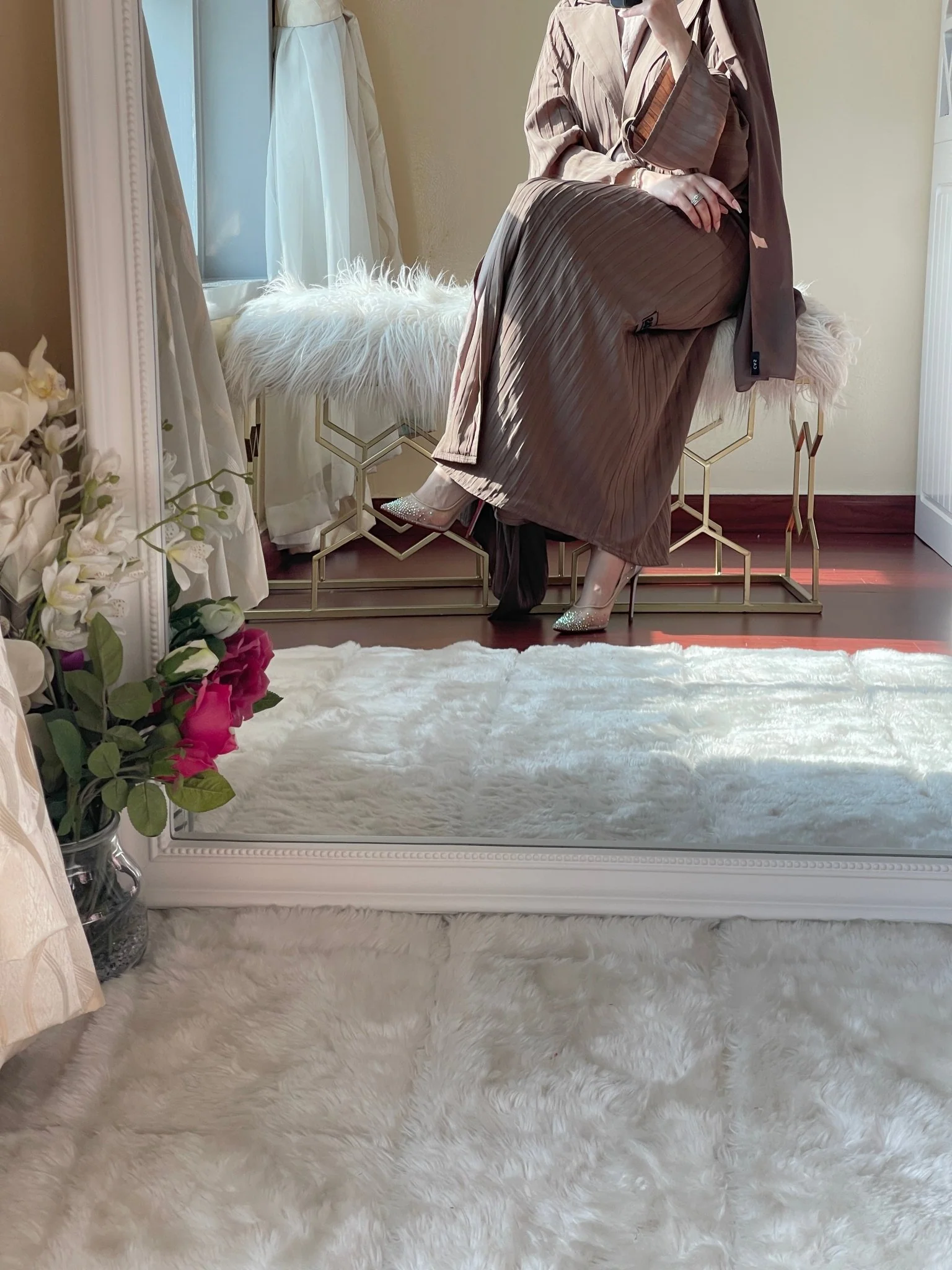 C-RTW-LightBrown-Striped-Coat-Abaya - Image 10