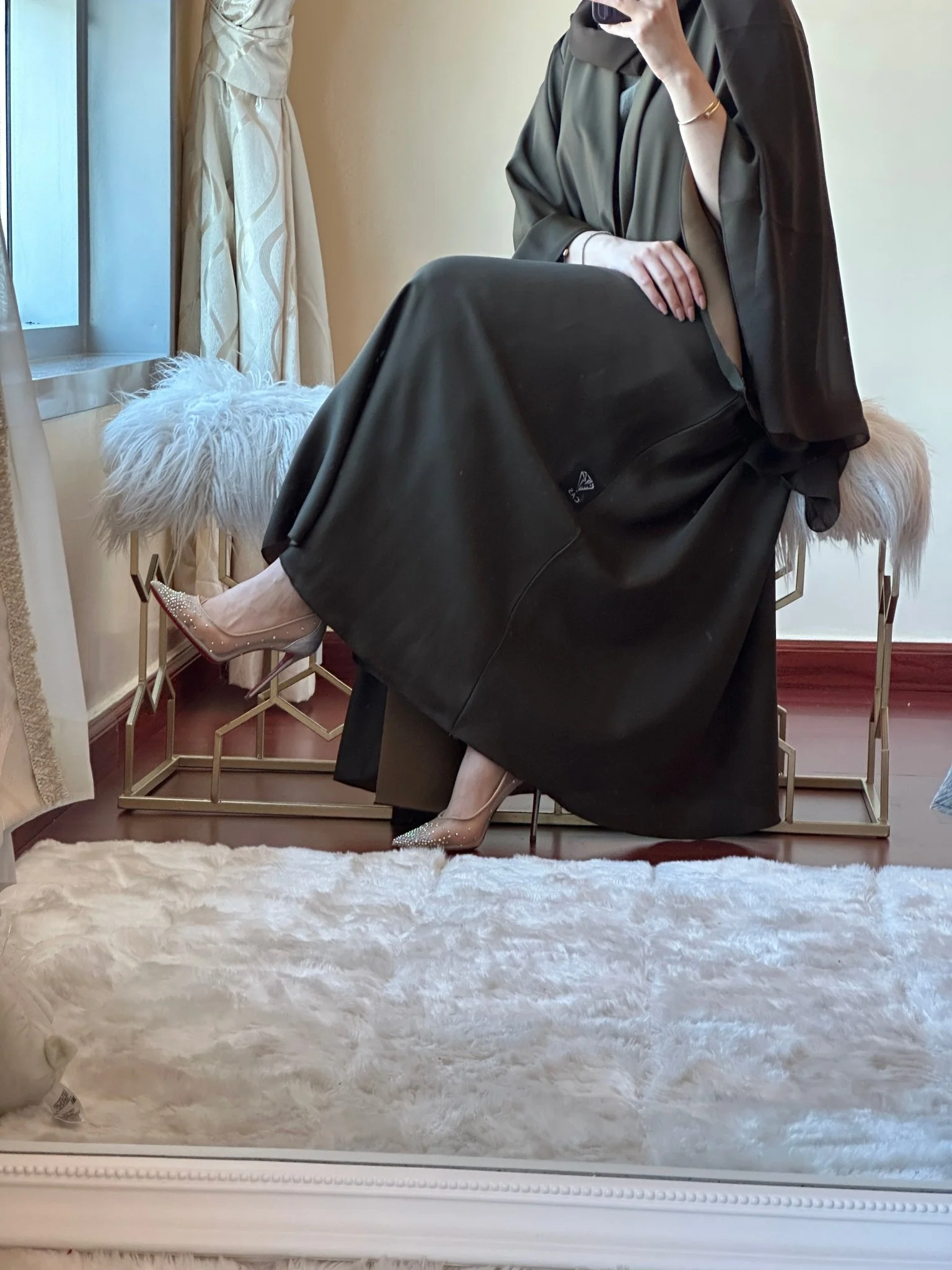 C RTW OliveGreen Gold Duotone Abaya - Image 9