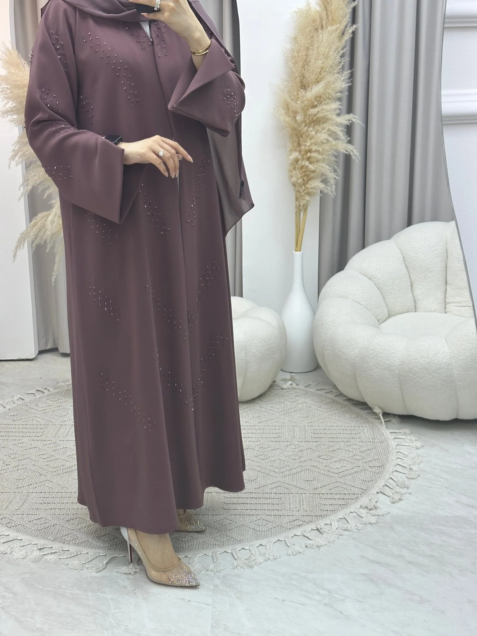 C Ramadan Purple Beads Eid Abaya - Image 6