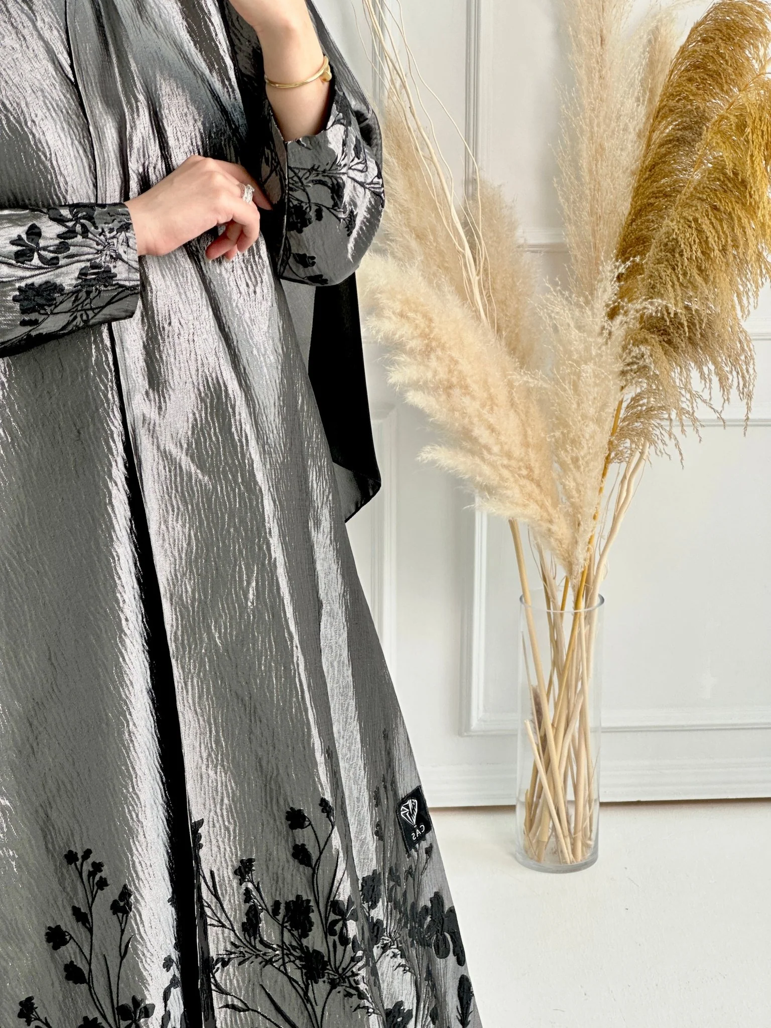 C RTW Silver Black Evening Abaya 57 - Image 7
