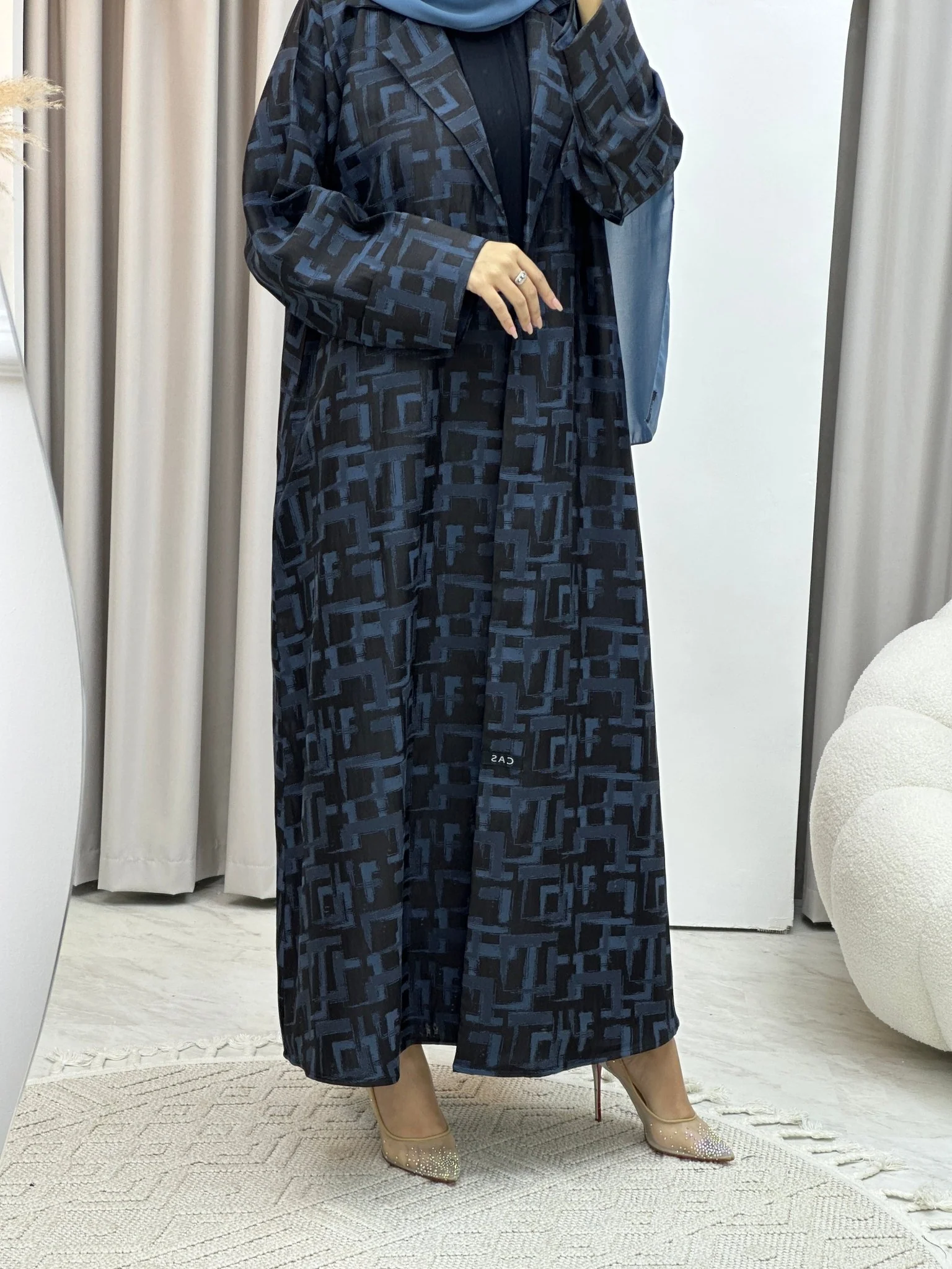 C RTW Square Winter Blue Coat Abaya - Image 4