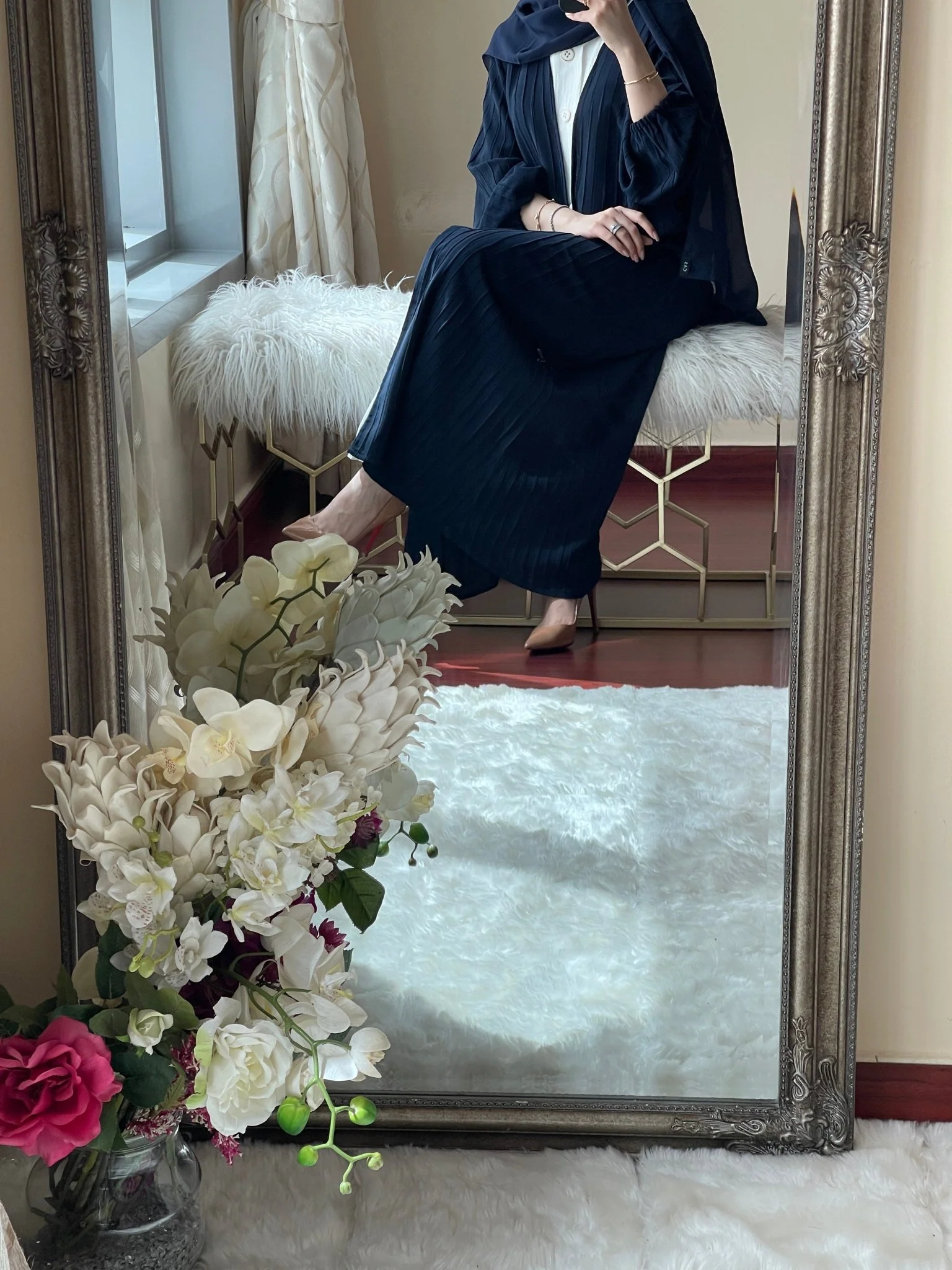 C RTW Striped Blue Abaya Set - Image 6