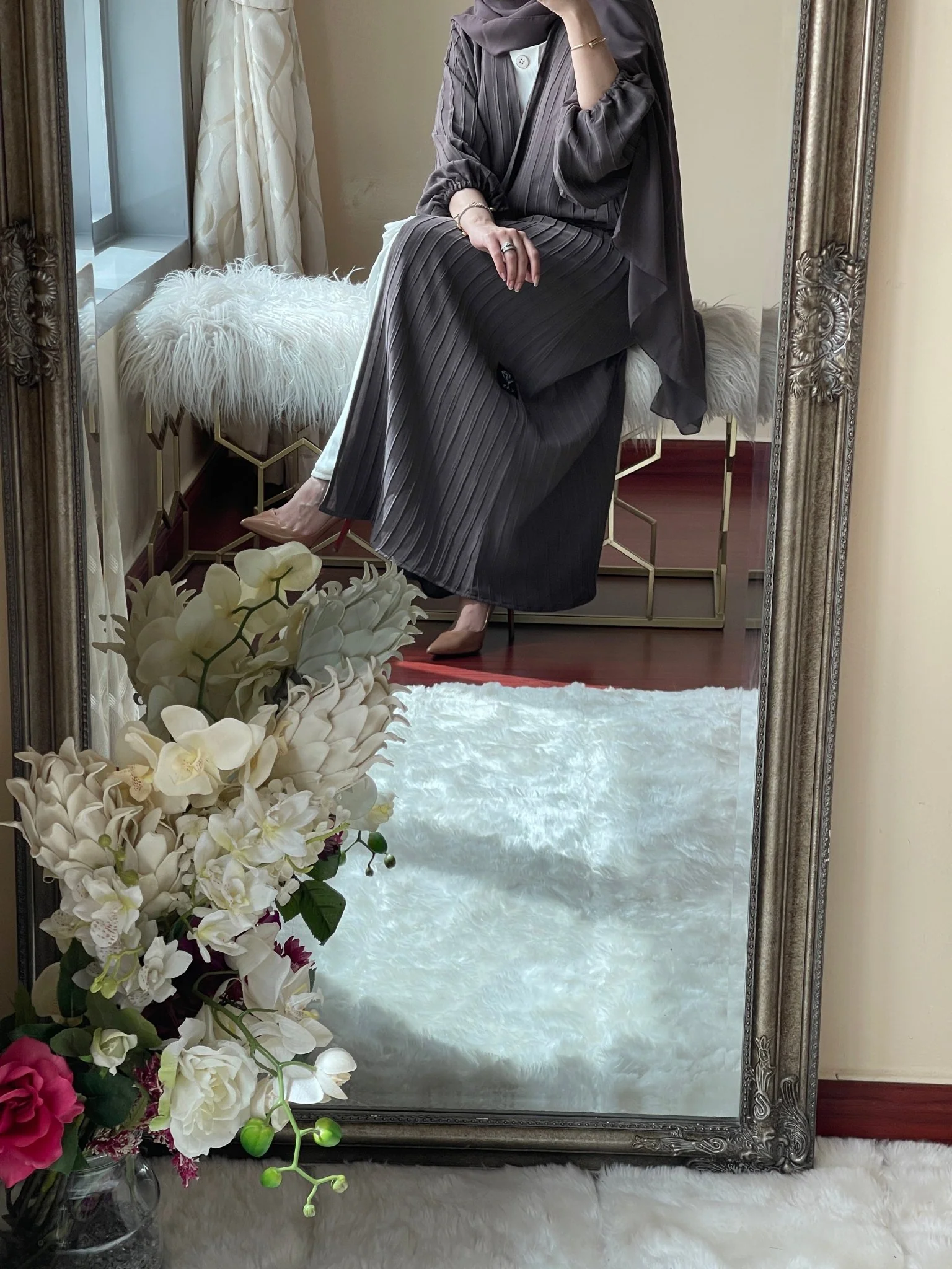 C-RTW-Striped-Brown-Abaya - Image 4