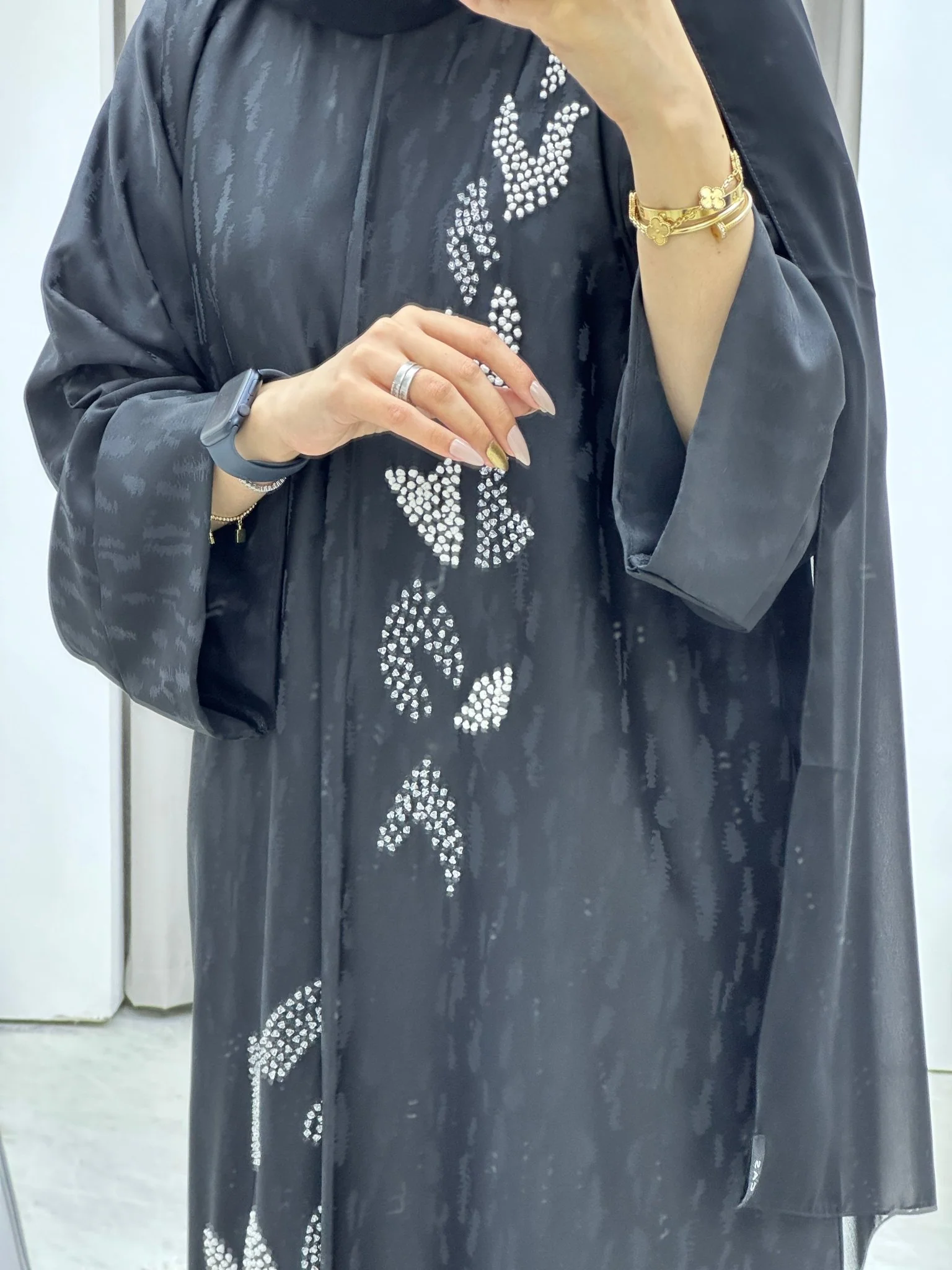 C RTW Turkish Cupro Evening Black Abaya - Image 2
