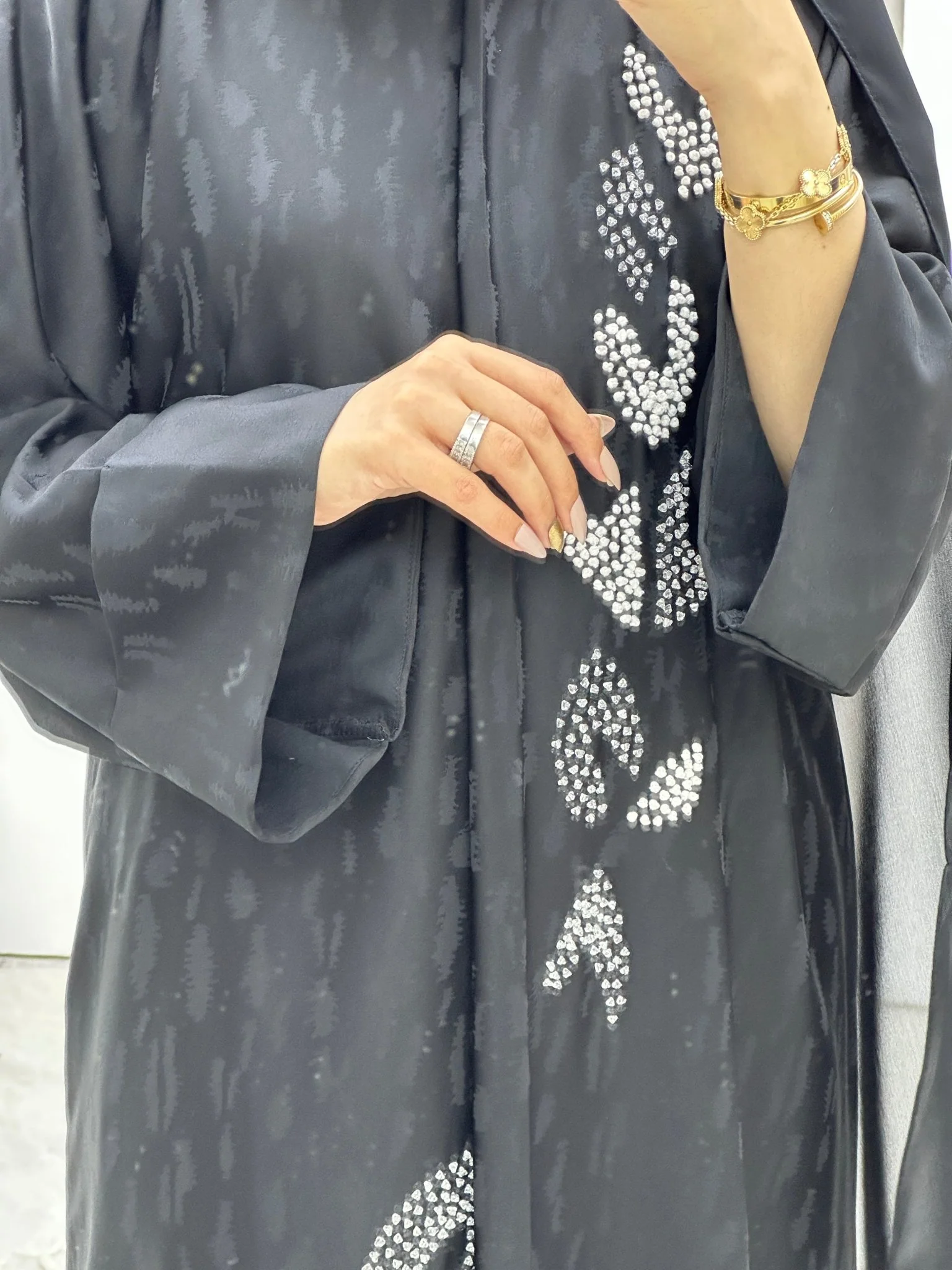 C RTW Turkish Cupro Evening Black Abaya - Image 4