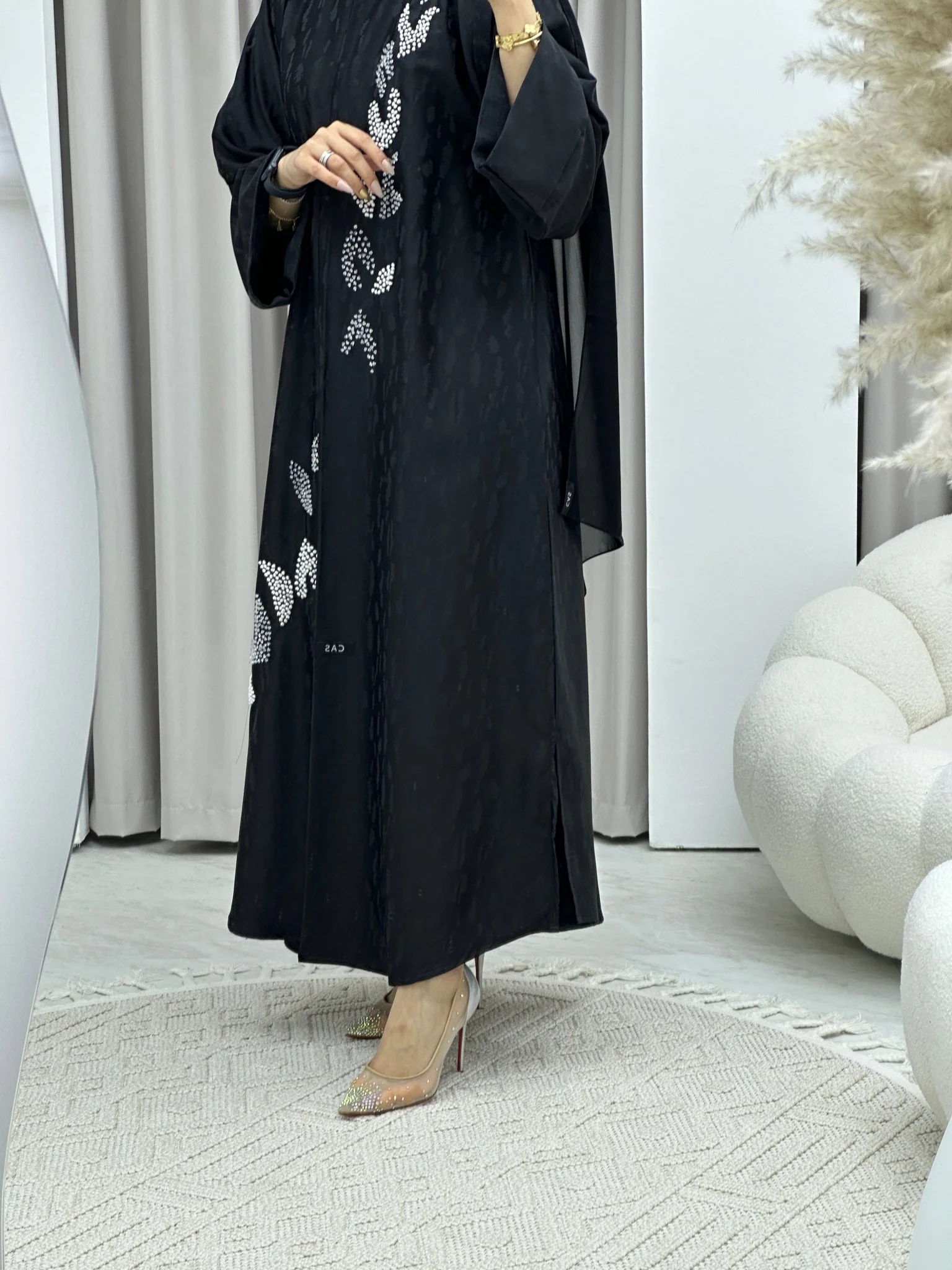 C RTW Turkish Cupro Evening Black Abaya - Image 8