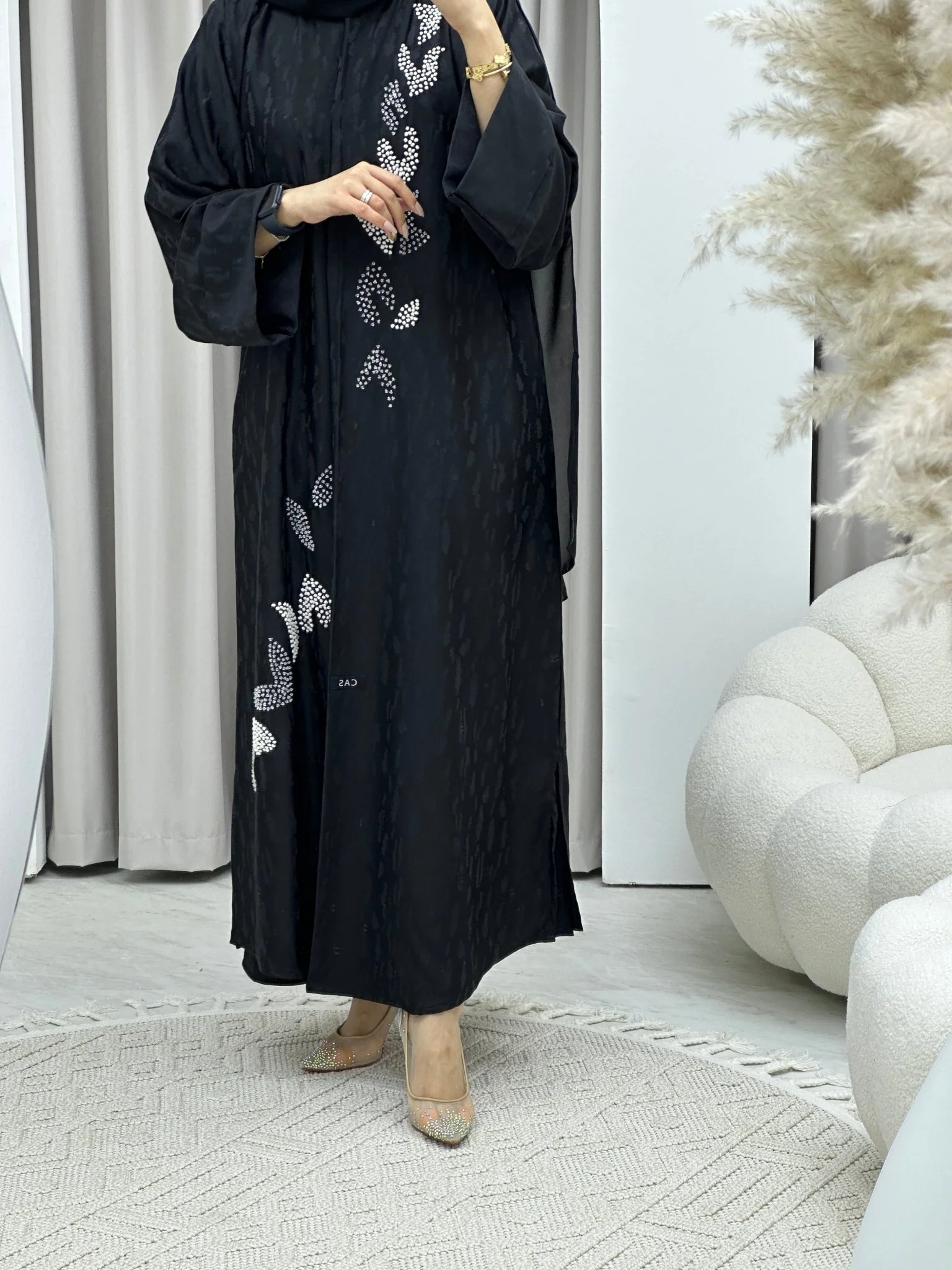 C RTW Turkish Cupro Evening Black Abaya - Image 9