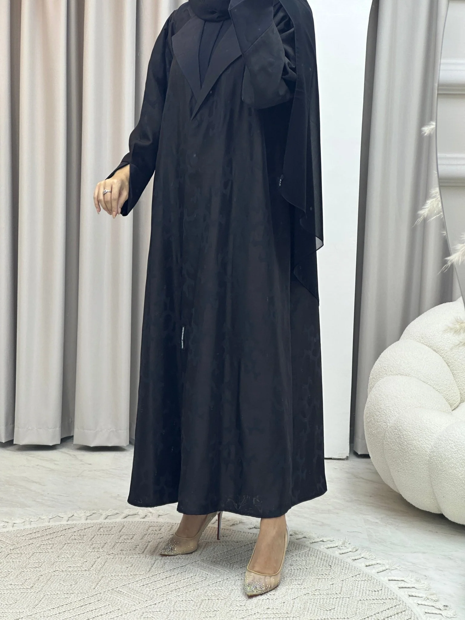 C RTW Web Winter Black Coat Abaya - Image 10