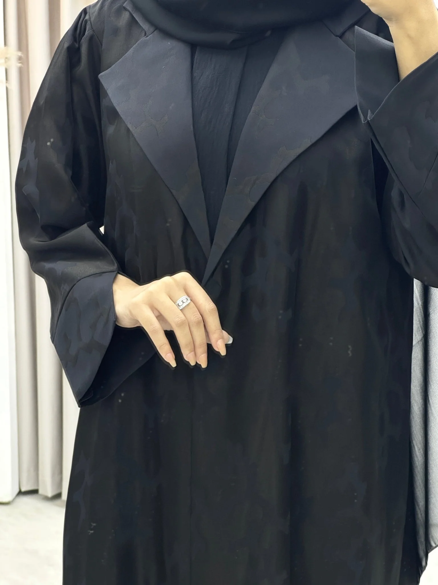 C RTW Web Winter Black Coat Abaya - Image 4