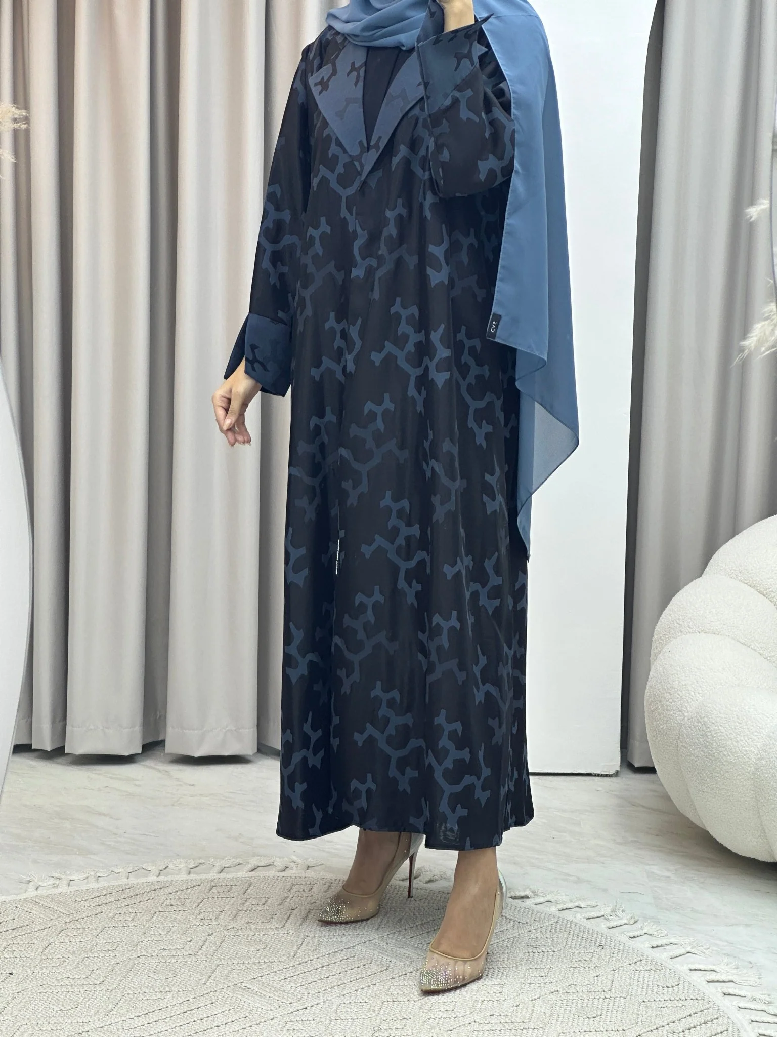 C RTW Web Winter Blue Coat Abaya - Image 7