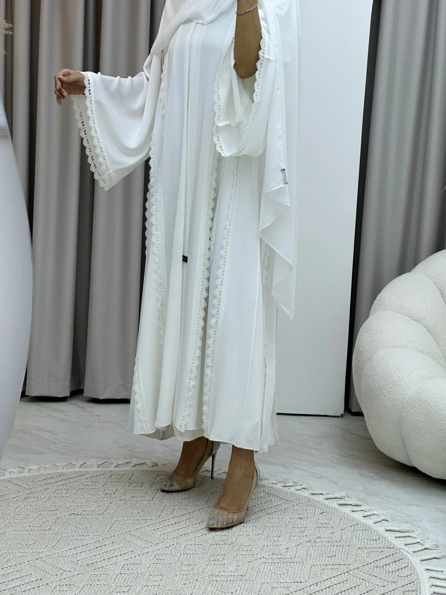 C RTW White Lace Abaya - Image 6