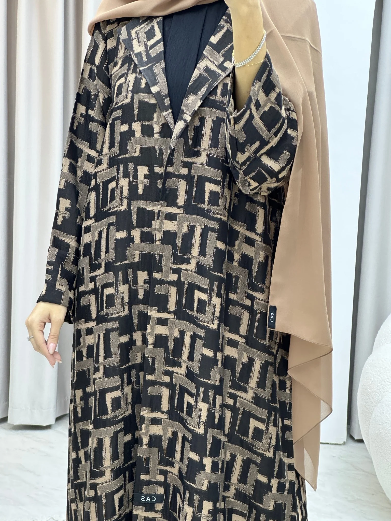 C Square Winter Beige Coat Abaya - Image 3