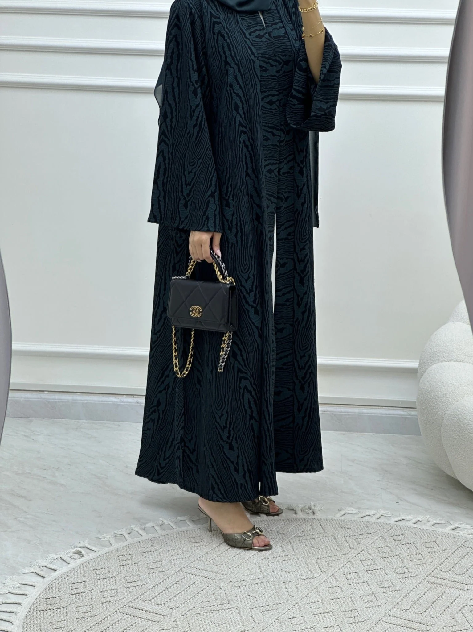 C Swirl Bisht Budget Teal Abaya - Image 11