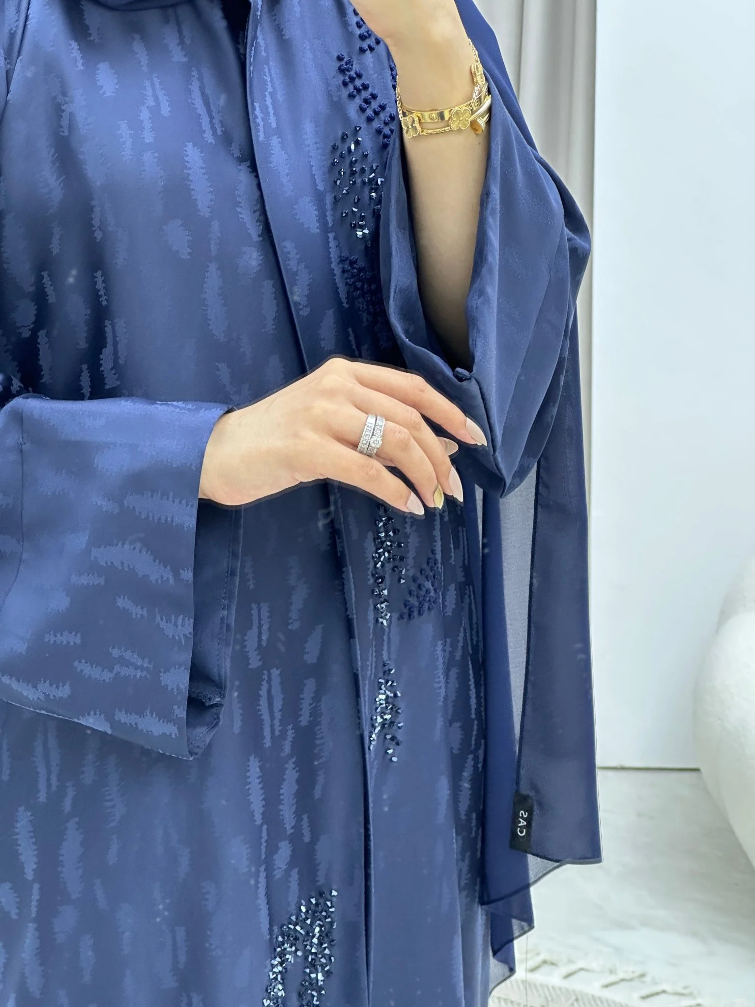 C Turkish Cupro Evening Blue Abaya - Image 3
