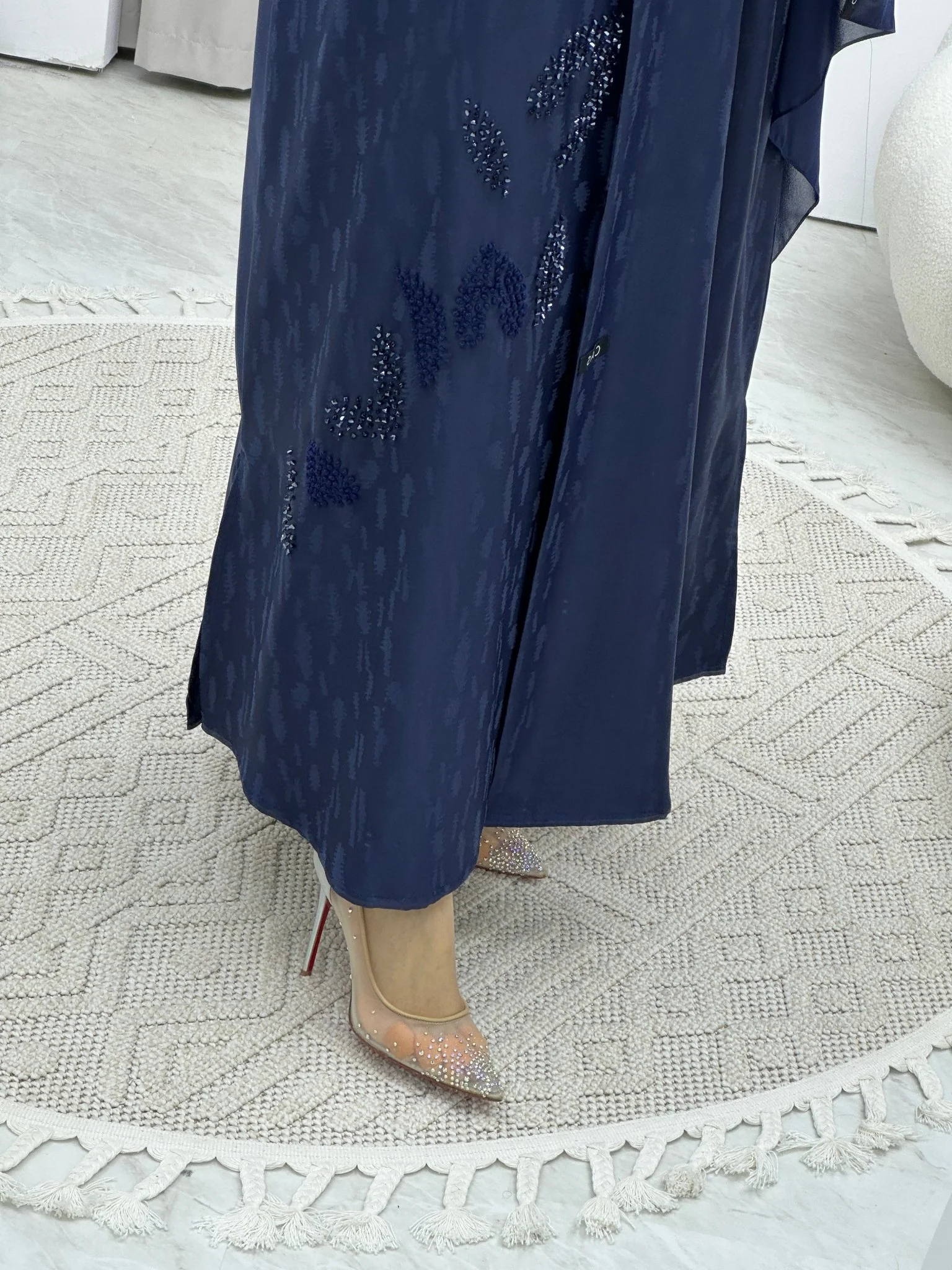 C Turkish Cupro Evening Blue Abaya - Image 7