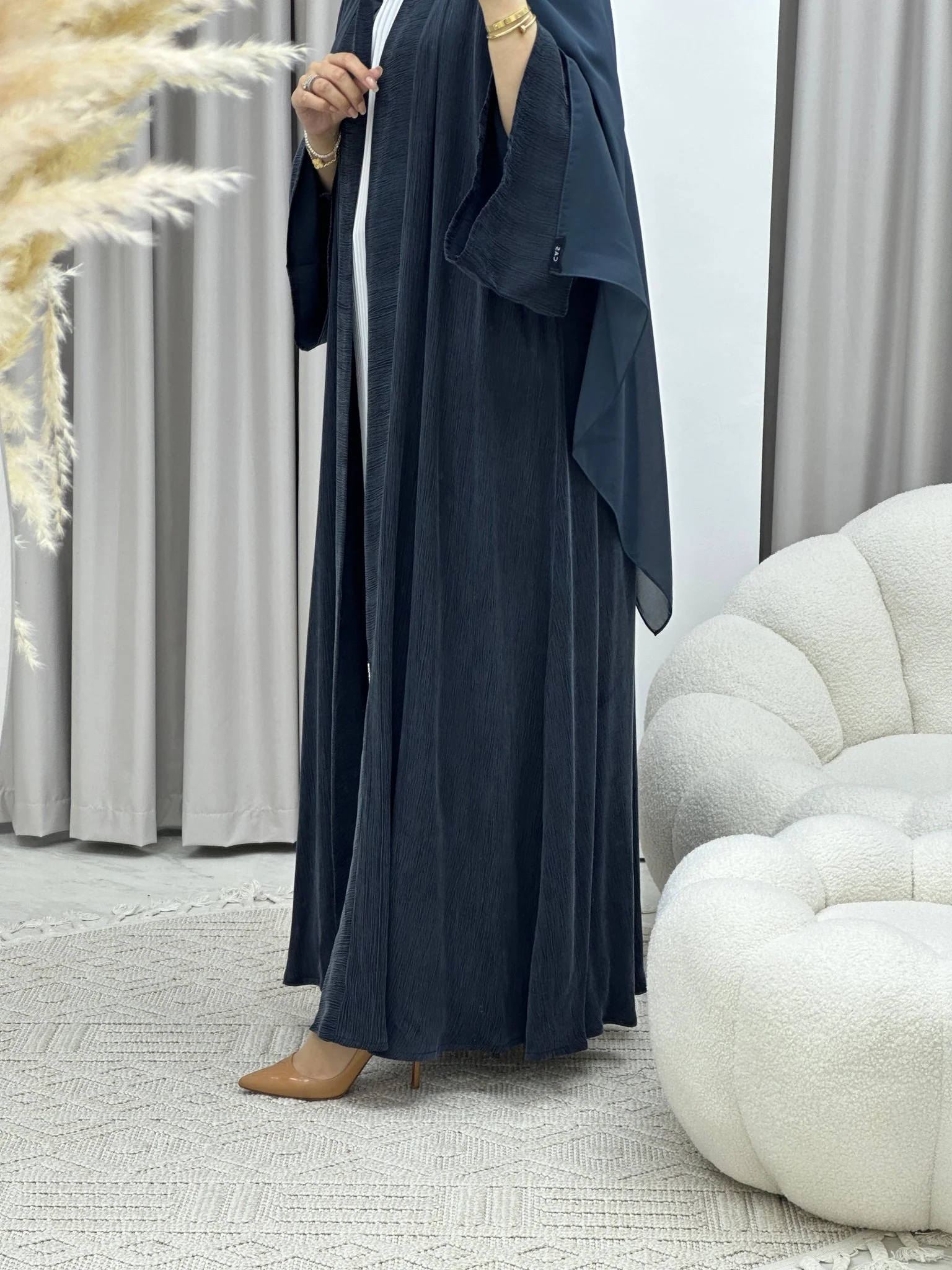 C Turkish Ramadan Blue-Grey Abaya - Image 8