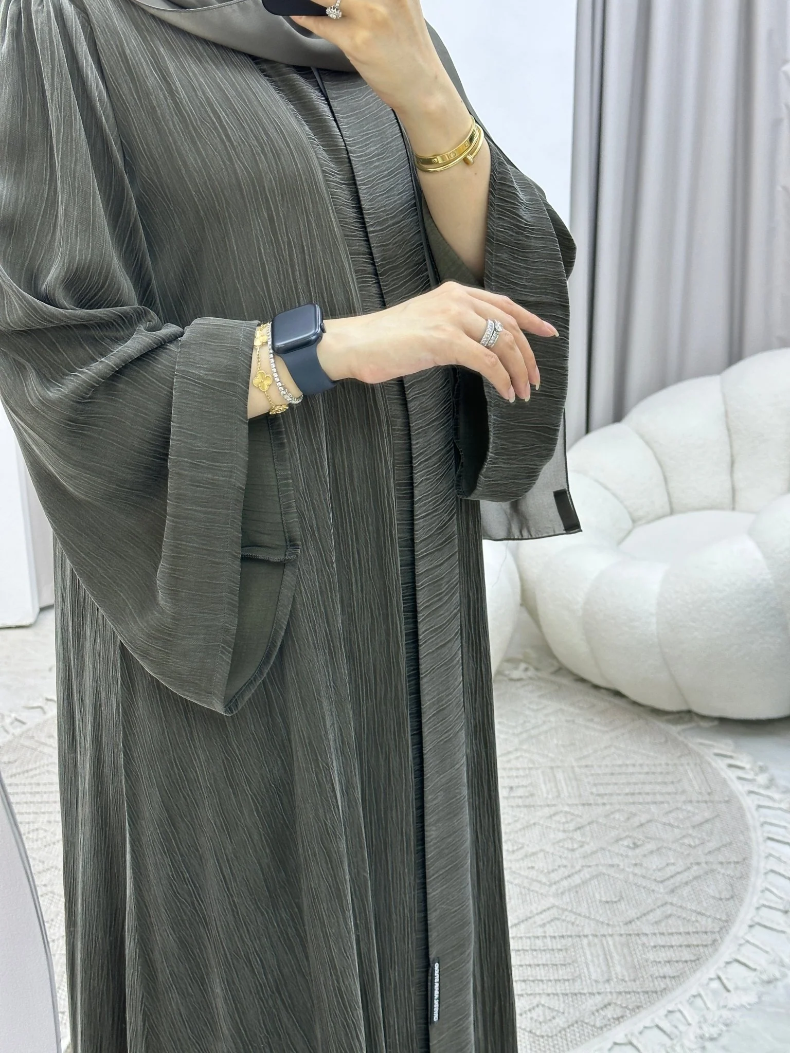 C Turkish Ramadan Grey Abaya - Image 5