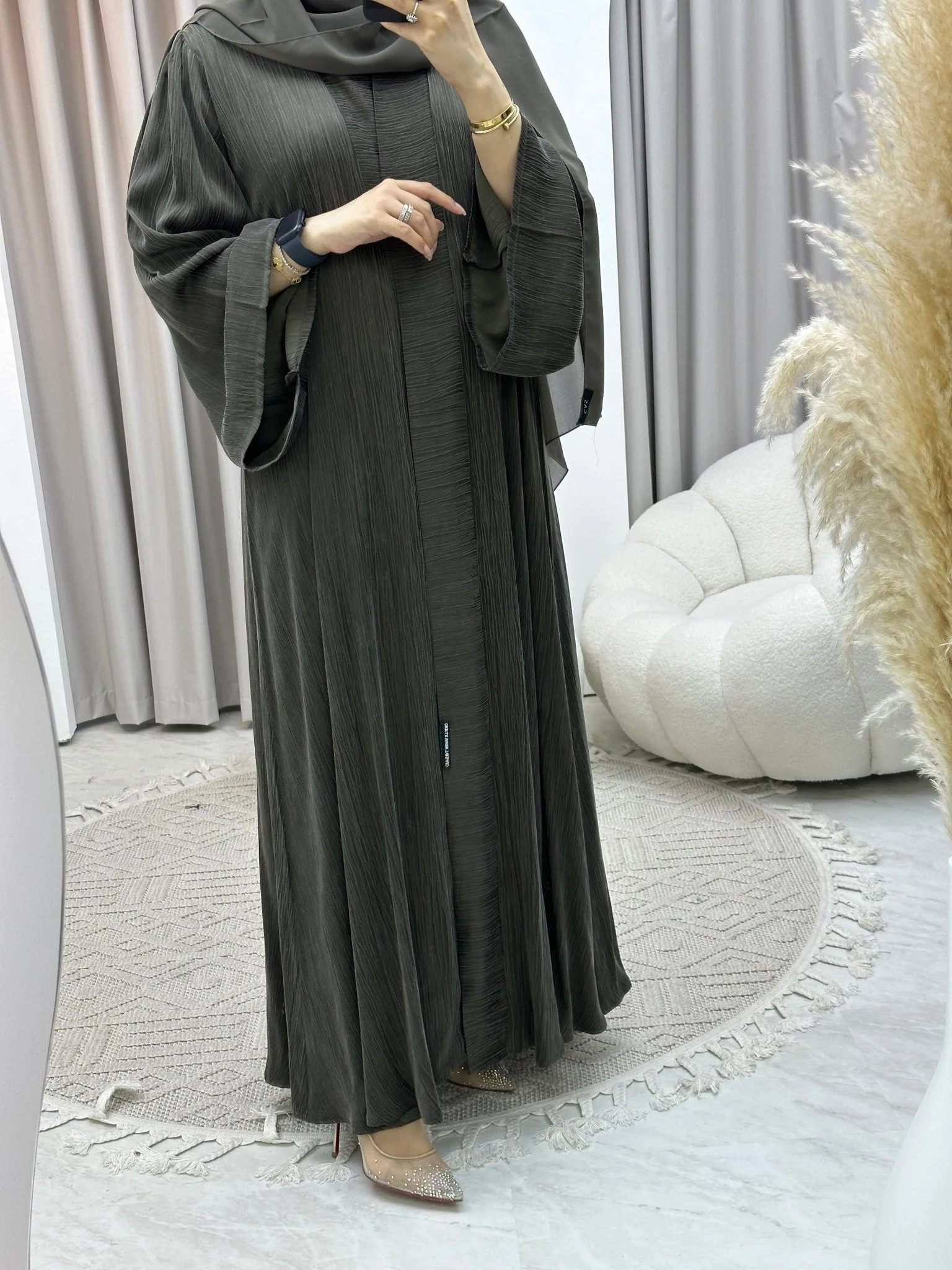 C Turkish Ramadan Grey Abaya - Image 6