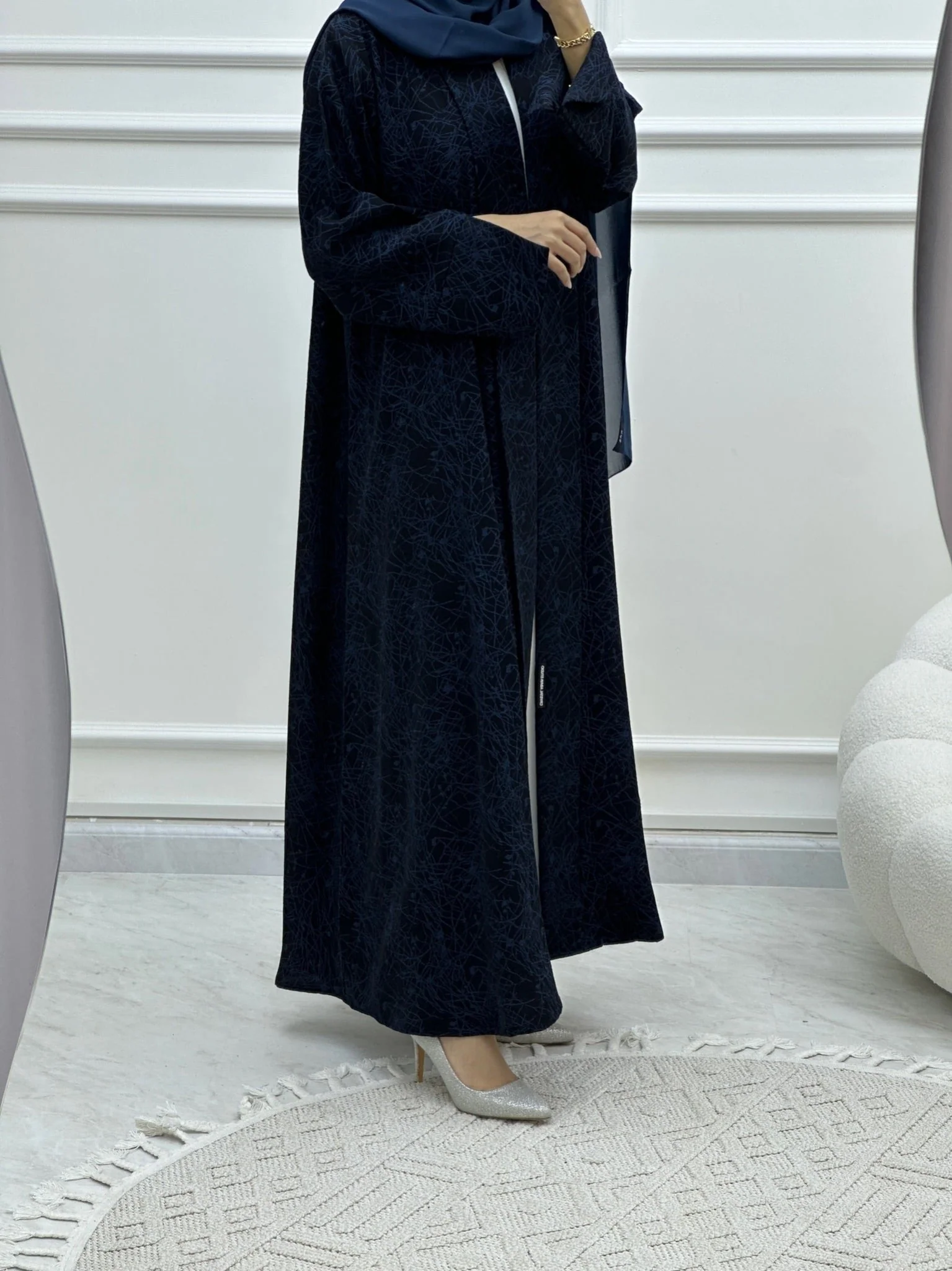 C Web Print Budget Blue Abaya - Image 6