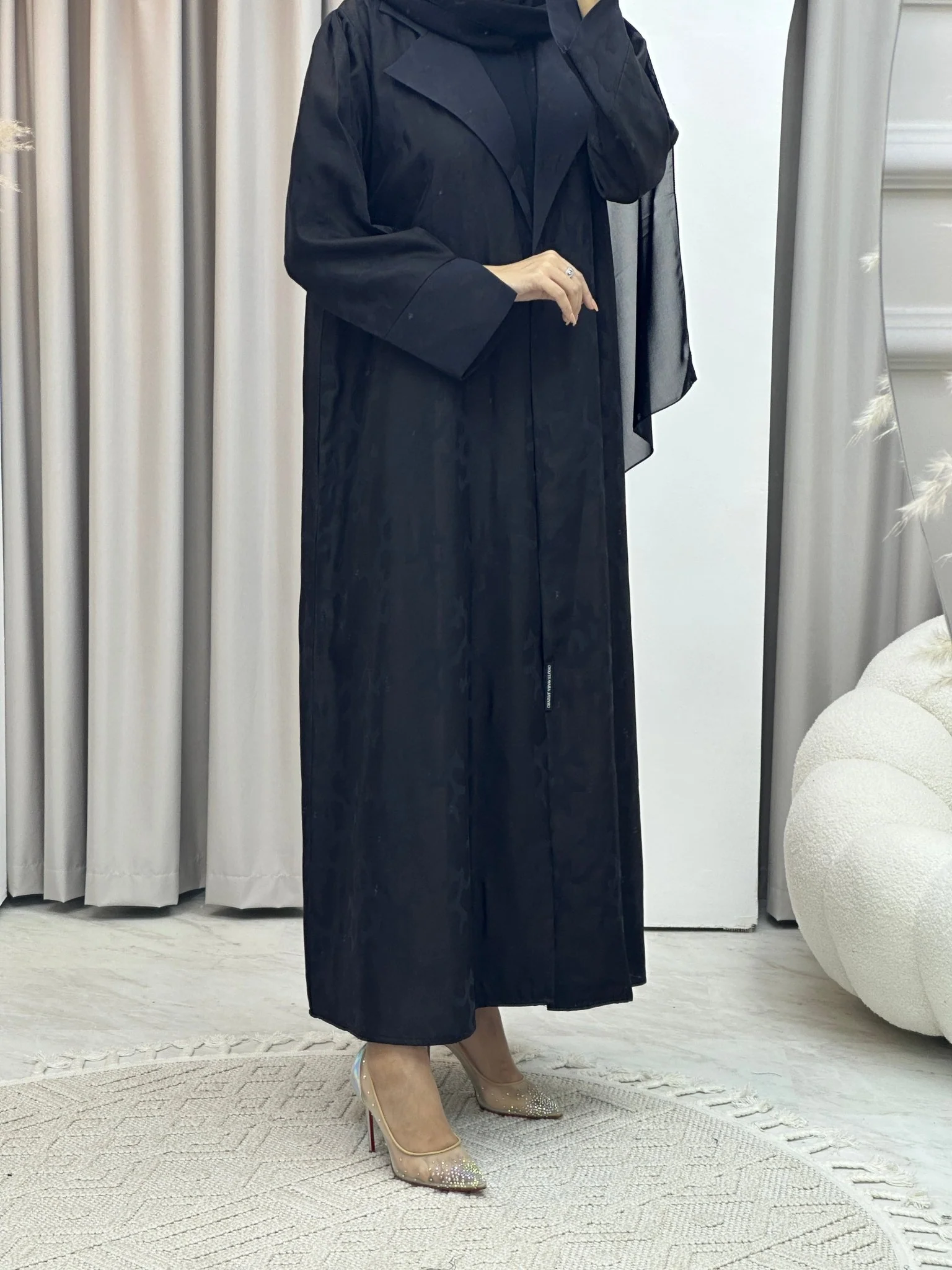 C Web Winter Black Coat Abaya - Image 11