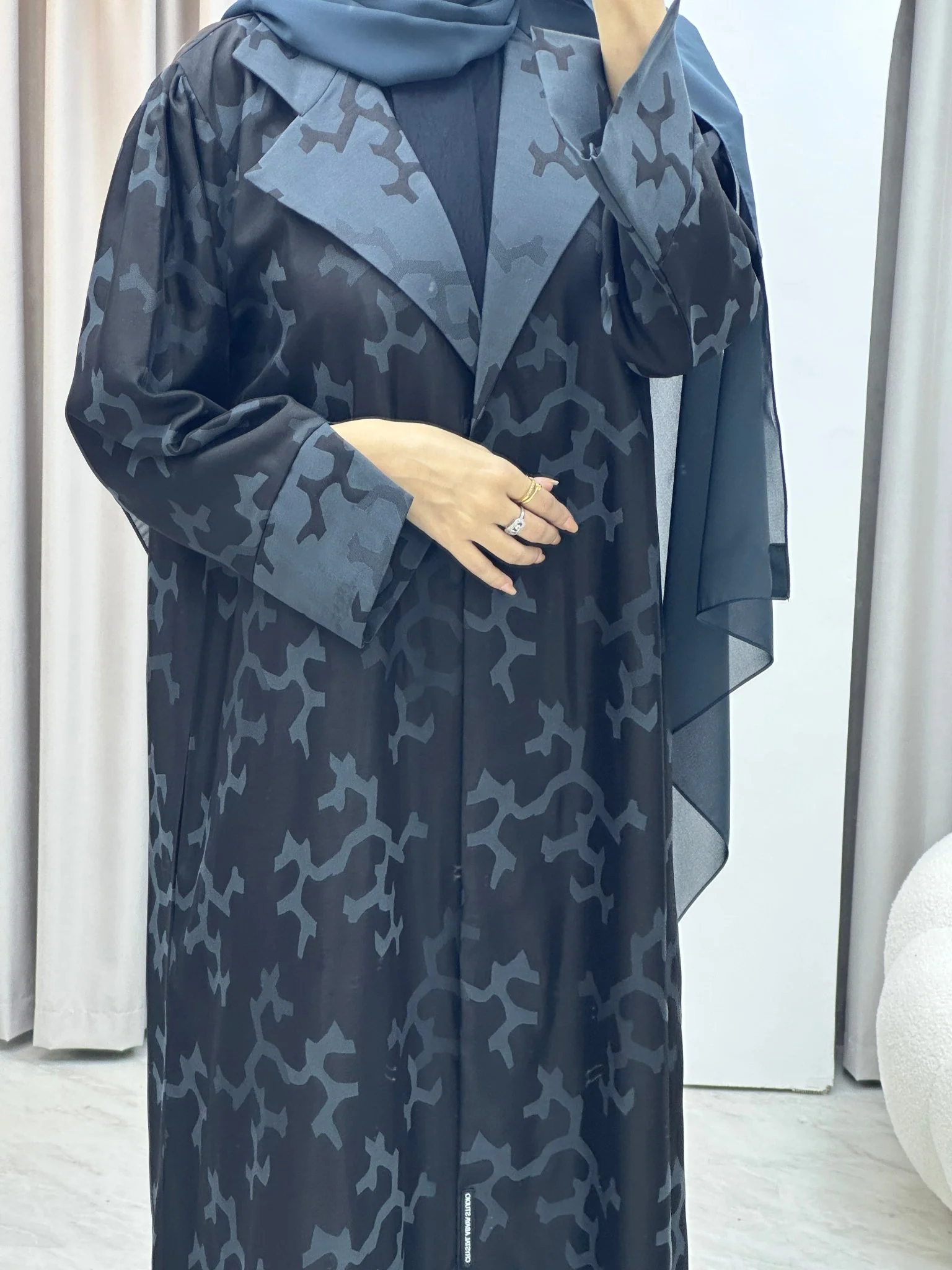 C Web Winter Grey Coat Abaya - Image 4