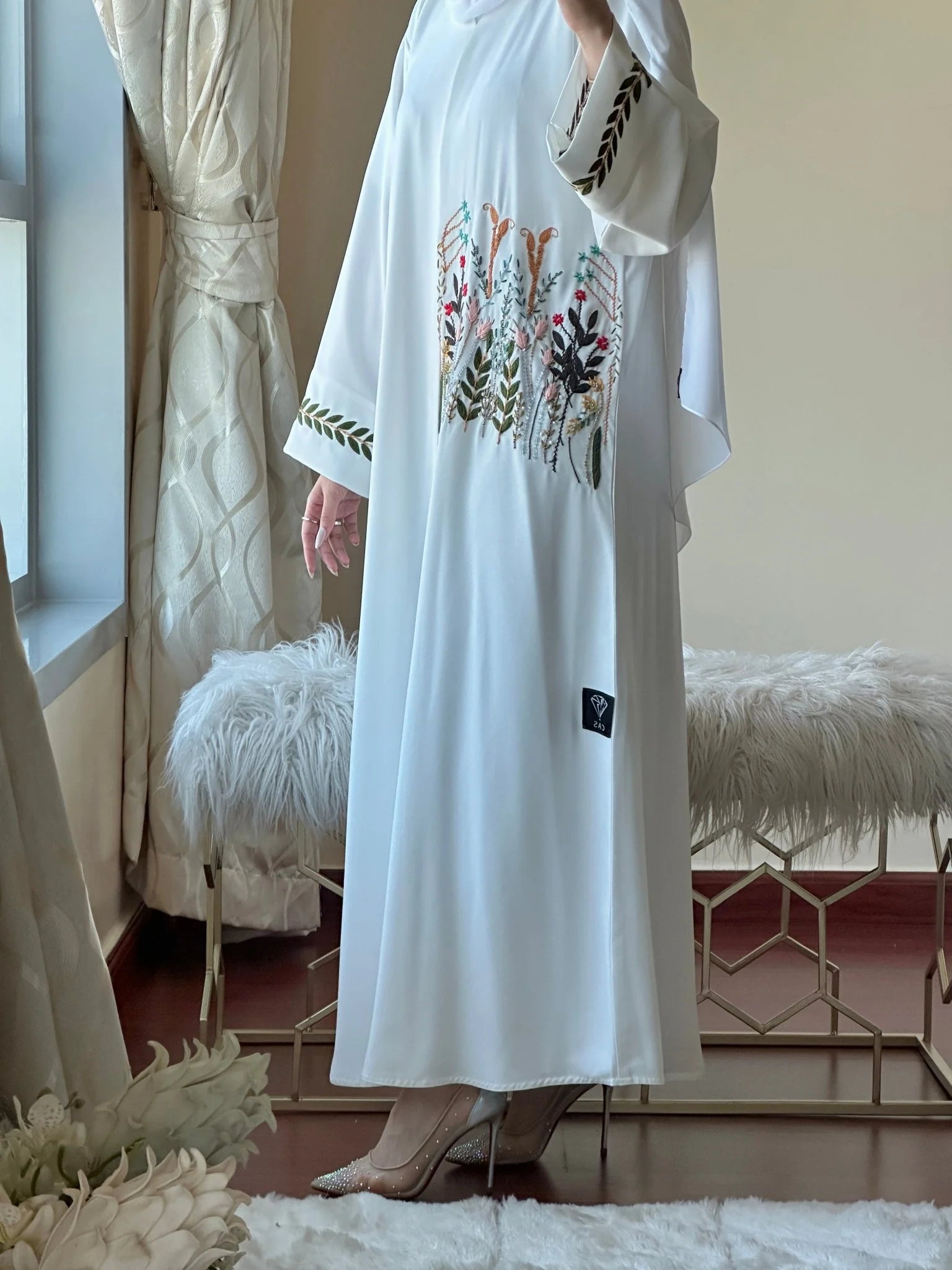 C-White-Nada-Evening-Abaya-45 - Image 3