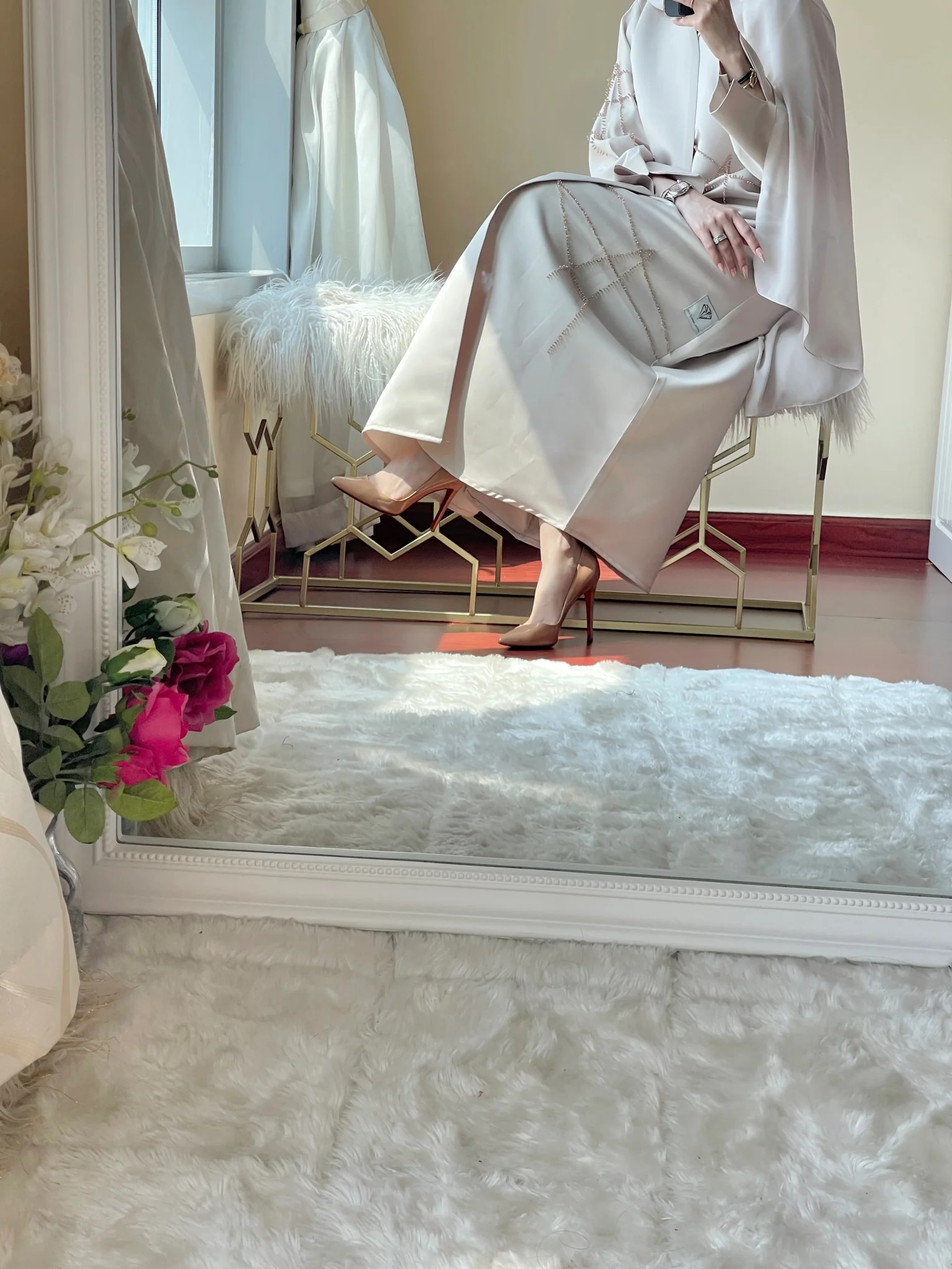 CE-RTW-Cream-Satin-Coat-Abaya - Image 8