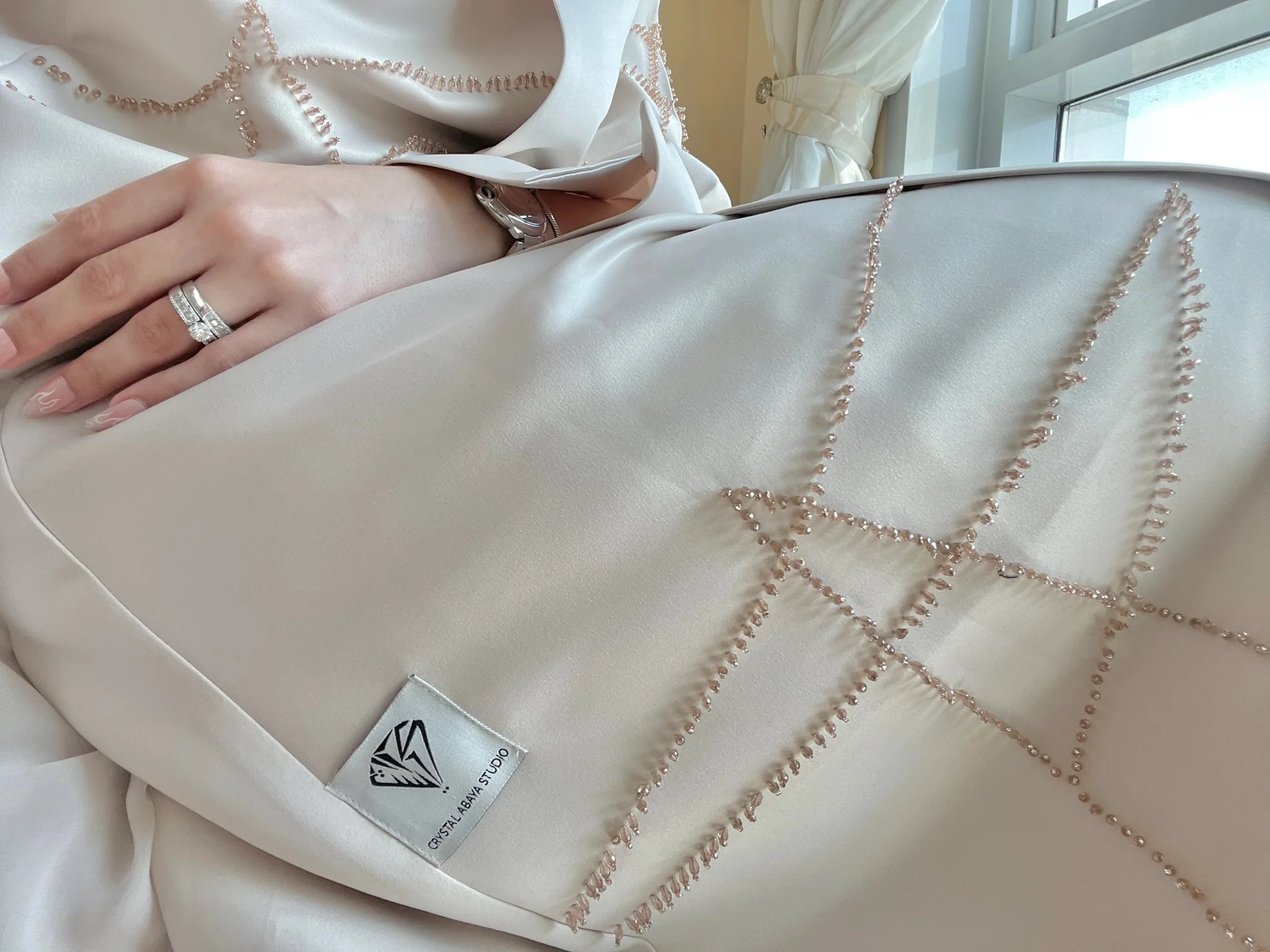 CE-RTW-Cream-Satin-Coat-Abaya - Image 9