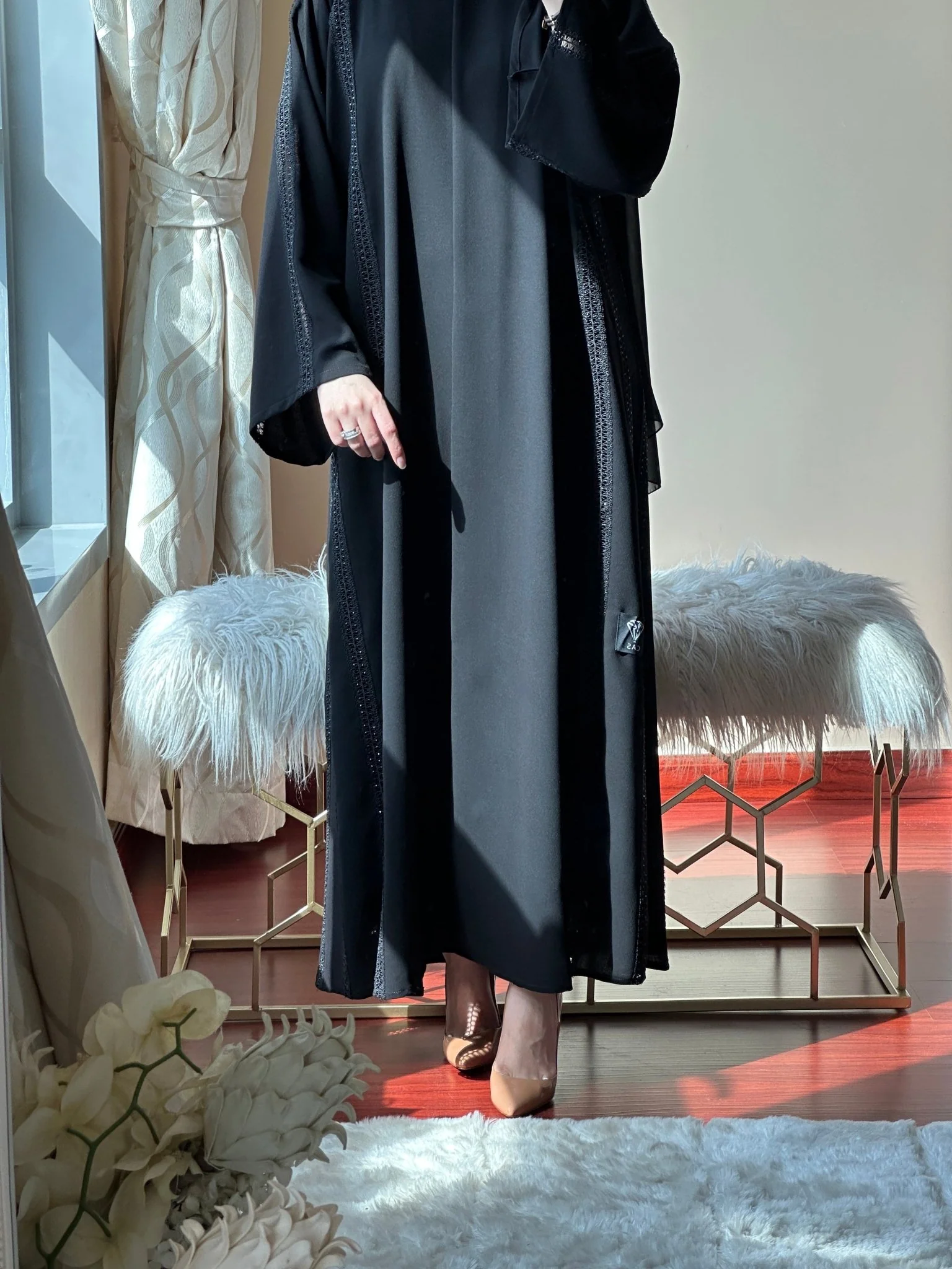 C-Black-Work-Abaya-75 - Image 3