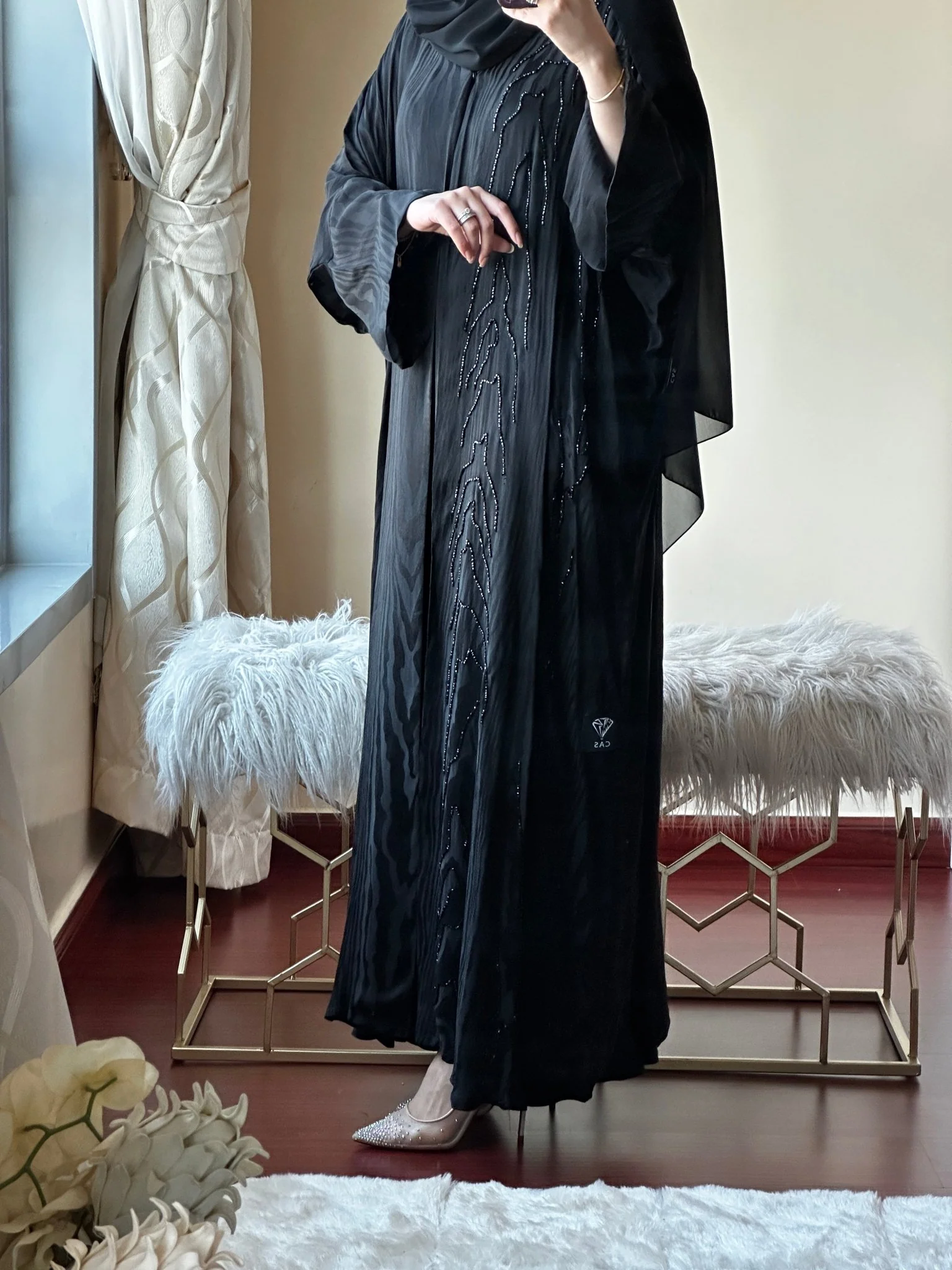 CR-Black Handwork Abaya 03 - Image 4