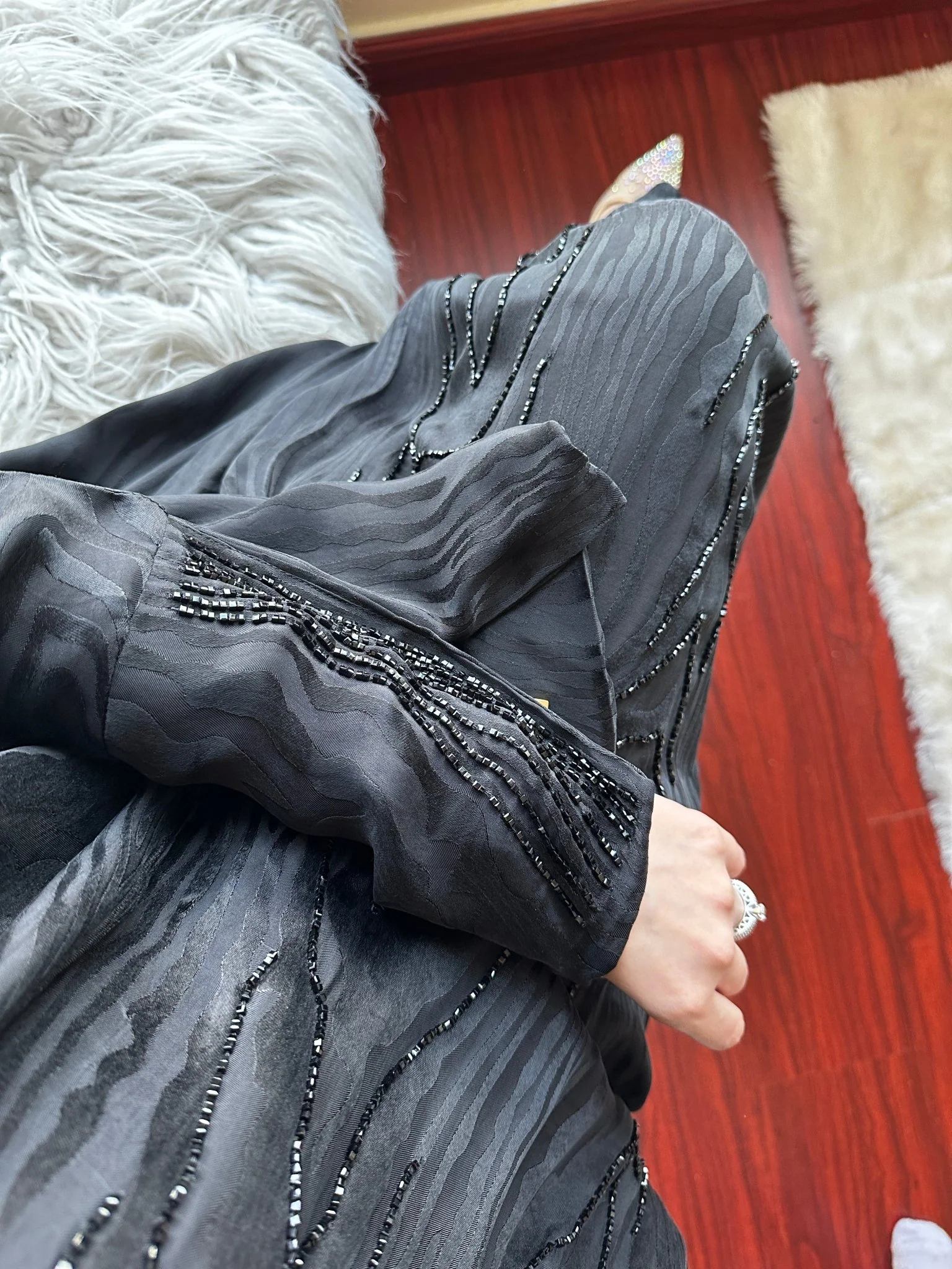 CR-Black Handwork Abaya 03 - Image 8