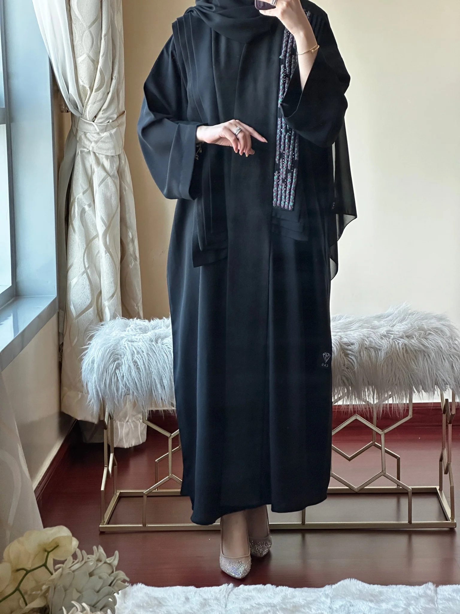 CR-Black Handwork Abaya 04 - Image 2