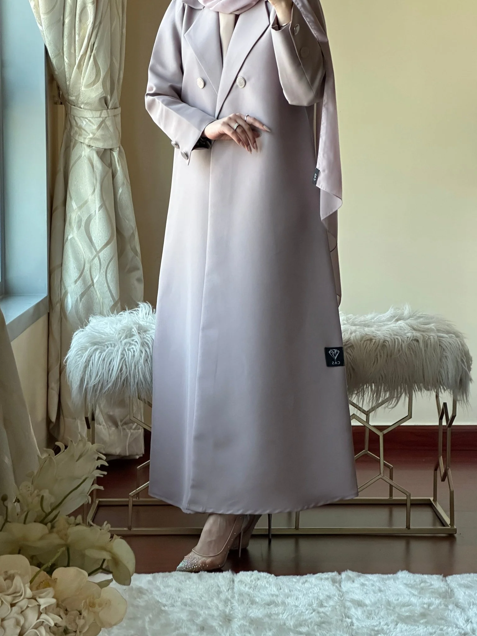 CR RTW Beige Coat Abaya 09 - Image 4